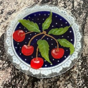 Vintage Peggy Karen Fused Cherry Plate